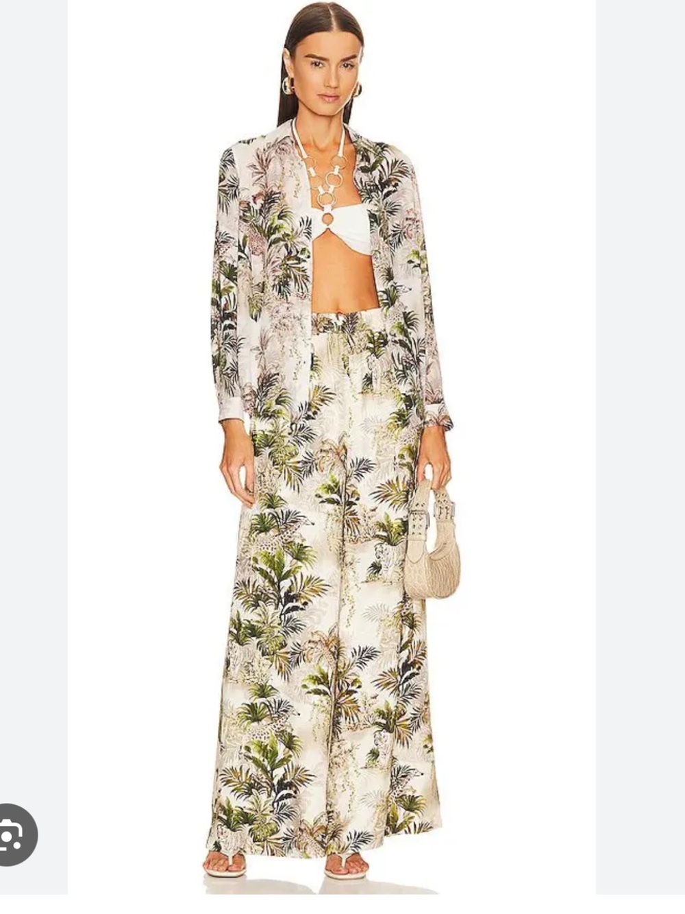 L'AGENCE Olive & Cream Tropical Print Two-Piece Set